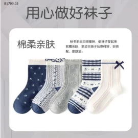 SET 5 ĐÔI TẤT CAO CỔ PHỐI HỌA TIẾT CHO BÉ IU  - sỉ 70k/set