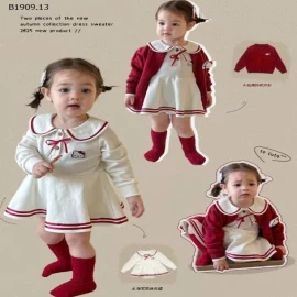 SET VÁY MIX CARDIGAN MÈO KITTY BG-Giá sỉ áo: 183k  váy: 197k 