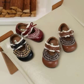 GIÀY BÚP BÊ PHỐI VẢI CARO VIỀN REN -Giá sỉ  sz 21-25: 129k  sz 26-30: 139k 