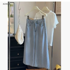 QUẦN JEAN LỬNG VIỀN REN ỐNG RỘNG NHÀ ANNA ,  - sỉ 210k