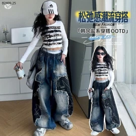 SET ÁO CRT MIX QUẦN JEAN ỐNG RỘNG BG-Giá sỉ áo: 135k  quần: 250k  cả set : 360k