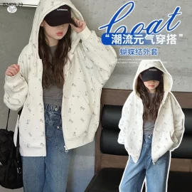 KHOÁC COTTON LIỀN MŨ IN GẤU-Giá sỉ 236k