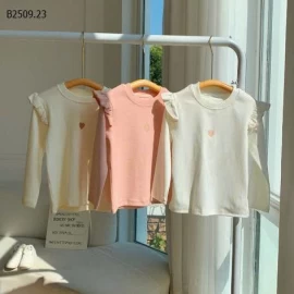 Áo thun dài tay thêu họa tiết tình yêu phong cách Hàn Quốc cho bé- sỉ giá 100k