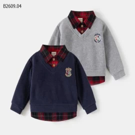 ÁO PHỐI CỔ SƠ MI GIẢ 2 MẢNH WELLKIDS- sỉ 125k