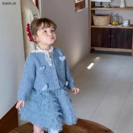 SET ÁO LEN CARDIGAN MIX CHÂN VÁY TUTU CHERRYCOCO - sỉ 305k