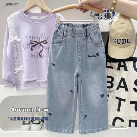 QUẦN JEAN ỐNG SUÔNG CHO BÉ GÁI KACDY-Giá sỉ 142k 