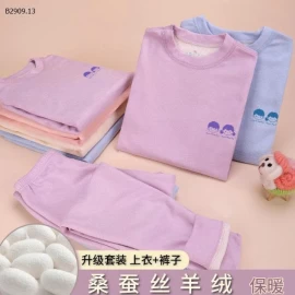 Bộ đồ lót giữ nhiệt bằng lụa len cổ giữa cho trẻ -Giá sỉ 79k