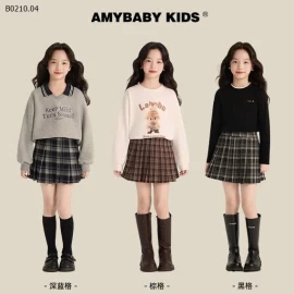 CHÂN VÁY KẺ XẾP LY AMYBABY-Giá sỉ 260k