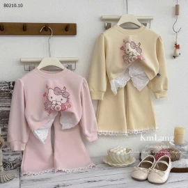 SET ÁO HELLO KITTY MIX QUẦN ỐNG LOE BG-Giá sỉ 209k
