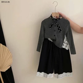 SET ÁO LEN MIX QUẦN SUÔNG PHỐI REN-Giá sỉ 176k/c  áo kèm khăn= quần kèm quây ren