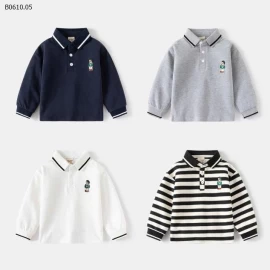 Áo thun POLO có ve áo phía dưới tay áo trẻ em - sỉ 104k 