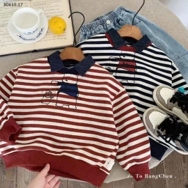 ÁO NỈ KẺ PHỐI CỔ MAIBAO BT-Giá sỉ 170k