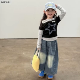 SET ÁO THUN SAO MIX QUẦN JEAN MÀI BG - Giá sỉ áo 139k, quần 185k 