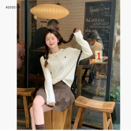 ÁO LEN THÊU NGỰA CỔ TRÒN NỮ - sỉ 105k