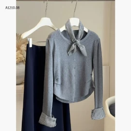 ÁO CARDIGAN PHỐI KẺ ANNA - sỉ 202k