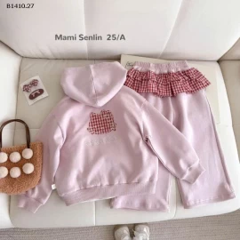 SET NỈ HỒNG KẺ CARO NINGLI  BG -Giá sỉ 208k