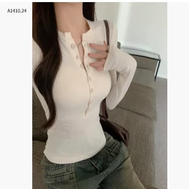  ÁO THUN DÀI TAY ÔM BODY PHỐI CÚC NỮ - sỉ 75k