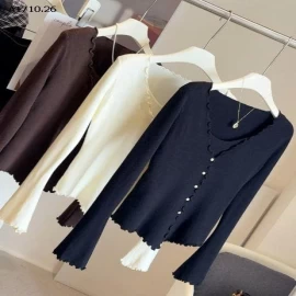 ÁO LEN DỆT KIM VIỀN BÈO GIẢ 2 MẢNH ANNA-Giá sỉ 169k