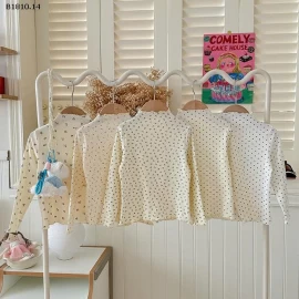 Áo sơ mi ren nơ viền tai gỗ màu trơn cho trẻ em loại A- sỉ giá 89k