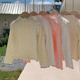 Áo thun cotton dài tay họa tiết hoa mùa thu cho bé- sỉ giá 88k