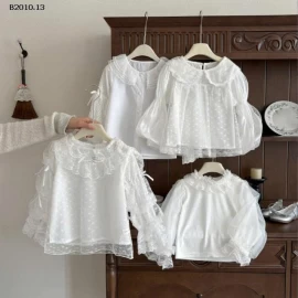 ÁO SƠ MI PHỐI REN LƯỚI CHO BÉ GÁI -Giá sỉ 120k