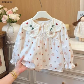  áo babydoll cổ sen thỏ bg  - sỉ 92k