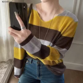 ÁO LEN KẺ SỌC NHÀ ANNA-Giá sỉ 179k