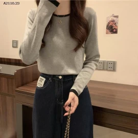 ÁO THUN DÀI TAY PHỐI VIỀN NỮ-Giá sỉ 75k/c sỉ từ 2 chiếc 