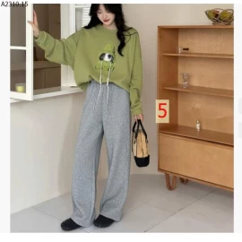 Quần nỉ dáng suông bo gấu cho nàng thích thoải mái - sỉ 240k