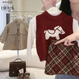 SET GILE LEN ĐỎ 3 CHI TIẾT NINGLI -Giá sỉ 204k/set 