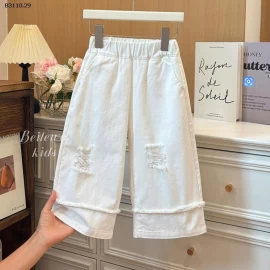  QUẦN JEAN TRẮNG RÁCH CÁCH ĐIỆU  CHO BG -Giá sỉ 80-140 :  99k 150-160    : 119k