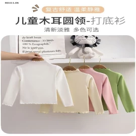 Áo thun dài tay màu trơn bèo nhún thu đông  cho bé- sỉ 56k/c  