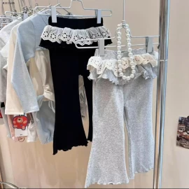 Quần legging ống loe ren giả hai mảnh - sỉ 97k