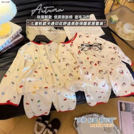 Bộ đồ ngủ thu đông dài tay viền đỏ bg - Giá sỉ 80-110  84k/1b 120-150  99k/1b