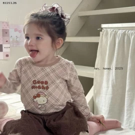 Bộ đồ ngủ cotton xoăn  nhà Hey Honey  thu đông cho bt bg- sỉ giá  size 90-110 giá 138k size 120-130 giá 150k size 140-150 giá 164k