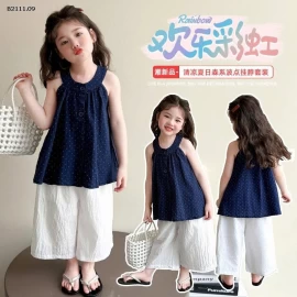 Bộ áo vest chấm bi mới mùa hè 2025 cho bé gái-sỉ 188k