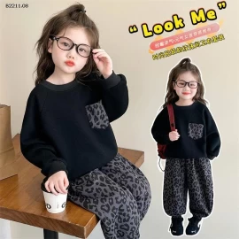 Bộ đồ hai mảnh họa tiết da báo cho bé gái và Bộ quần legging họa tiết hoa- giá sỉ 255k