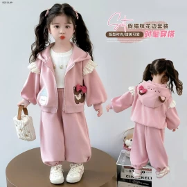 Bộ áo nỉ ren cho bé gái phong cách hàn quốc - giá sỉ 275k