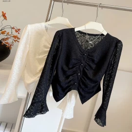 ÁO REN CỔ V TAY LOE ANNA  - sỉ 168k