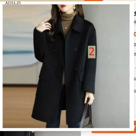 Áo khoác dạ len dáng ôm dáng dài vừa phải có lót cotton và  dày cho nữ - sỉ giá 365k