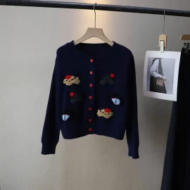 ÁO KHOÁC LEN THÊU CÚN-Giá sỉ 195k