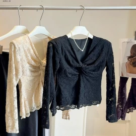 Áo len cổ chữ V dài tay dành cho nữ họa tiết lấp lánh nhà ANNA-Giá sỉ 175k