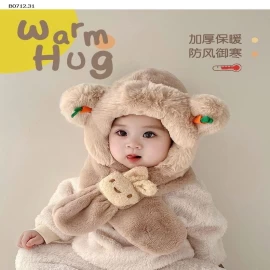Mũ liền khăn lông mềm siêu ấm cho bé yêu -sỉ 58k