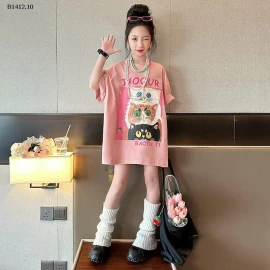 ÁO THUN HỒNG DÁNG DÀI SZ ĐẠI-Giá sỉ sz 120-160: 152K sz 170: 167K