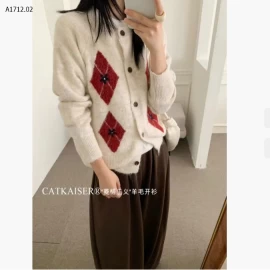 ÁO LEN CARDIGAN HỌA TIẾT CATKAISER -Giá sỉ 179k