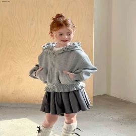 ÁO KHOÁC NỈ VIỀN BÈO TIỂU THƯ CHO BG  - Giá sỉ sz 90-140 giá 215k  sz 150 giá 229k 