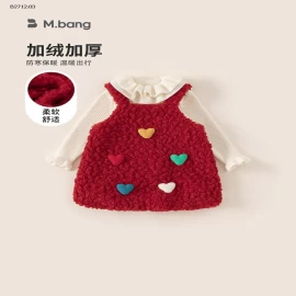 SET ÁO LEN CỔ BÈO MIX VÁY YẾM LÔNG TRÁI TIM MBANG-Giá sỉ 410k