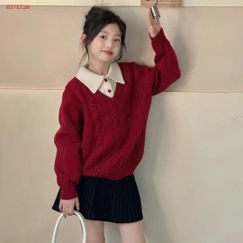 Chiếc áo len đỏ phối cổ sơ mi xinh xỉu - sỉ 230k