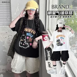 ÁO THUN MÈO MIX SHORT TÁN ĐINH-Giá sỉ áo 145k  quần 206k 