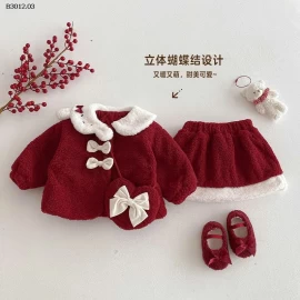 Bộ đồ diện tết cổ búp bê lót lông cừu cho bé gái- giá sỉ 247k